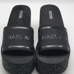 Michael Kors Black Platform Slide Sandals